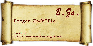 Berger Zsófia névjegykártya