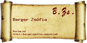 Berger Zsófia névjegykártya